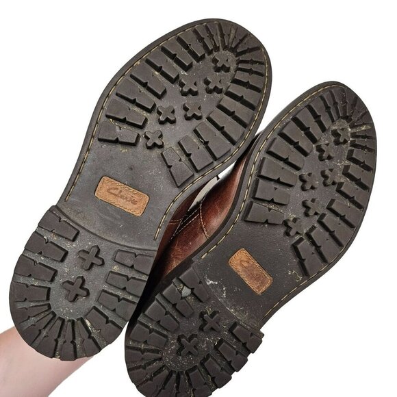 Clarks Mens Brown Leather Lace-Up Chukka Boots Size 9 M - Picture 5 of 13